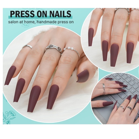 BUNDLE ANY 3 FOR $25 Wine 🍷 color - Press on Gel Nails- New Set 💅 - Picture 3 of 6